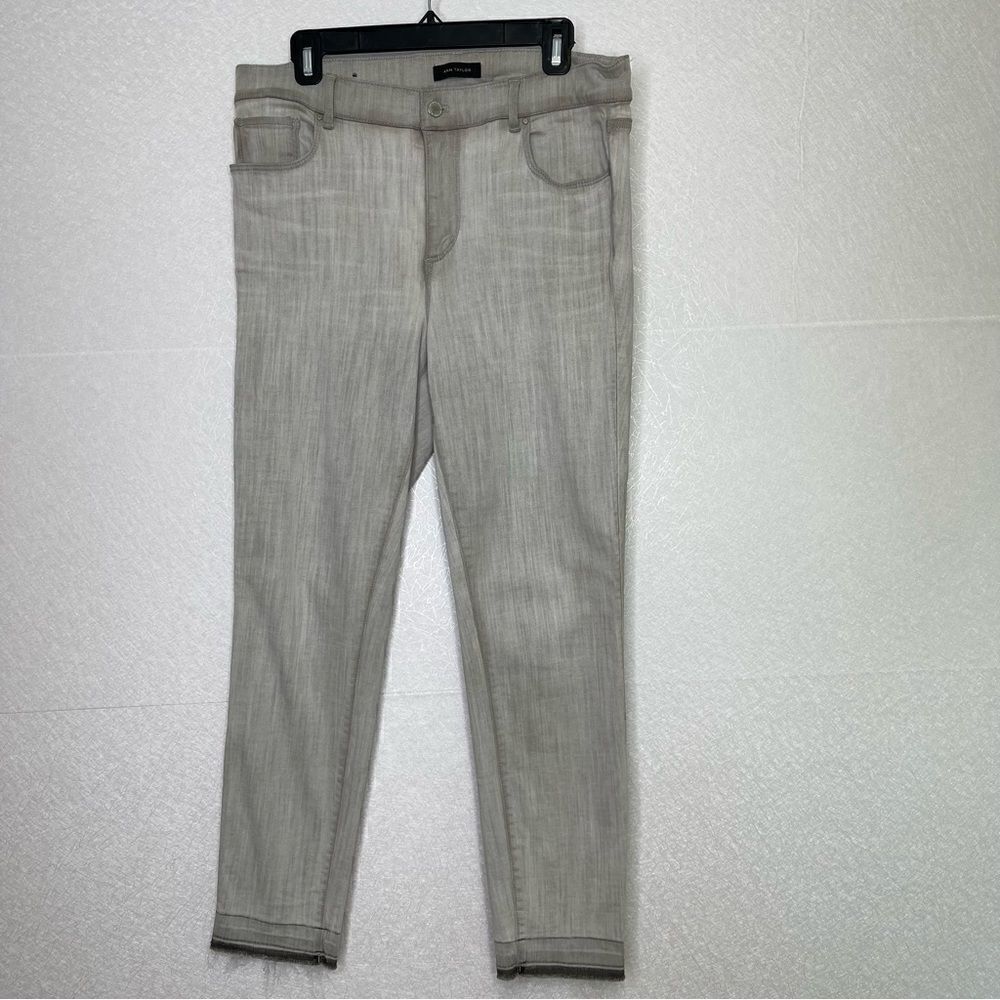 Ann Taylor Modern Fit Gray Wash Raw Hem Skinny Jeans 12